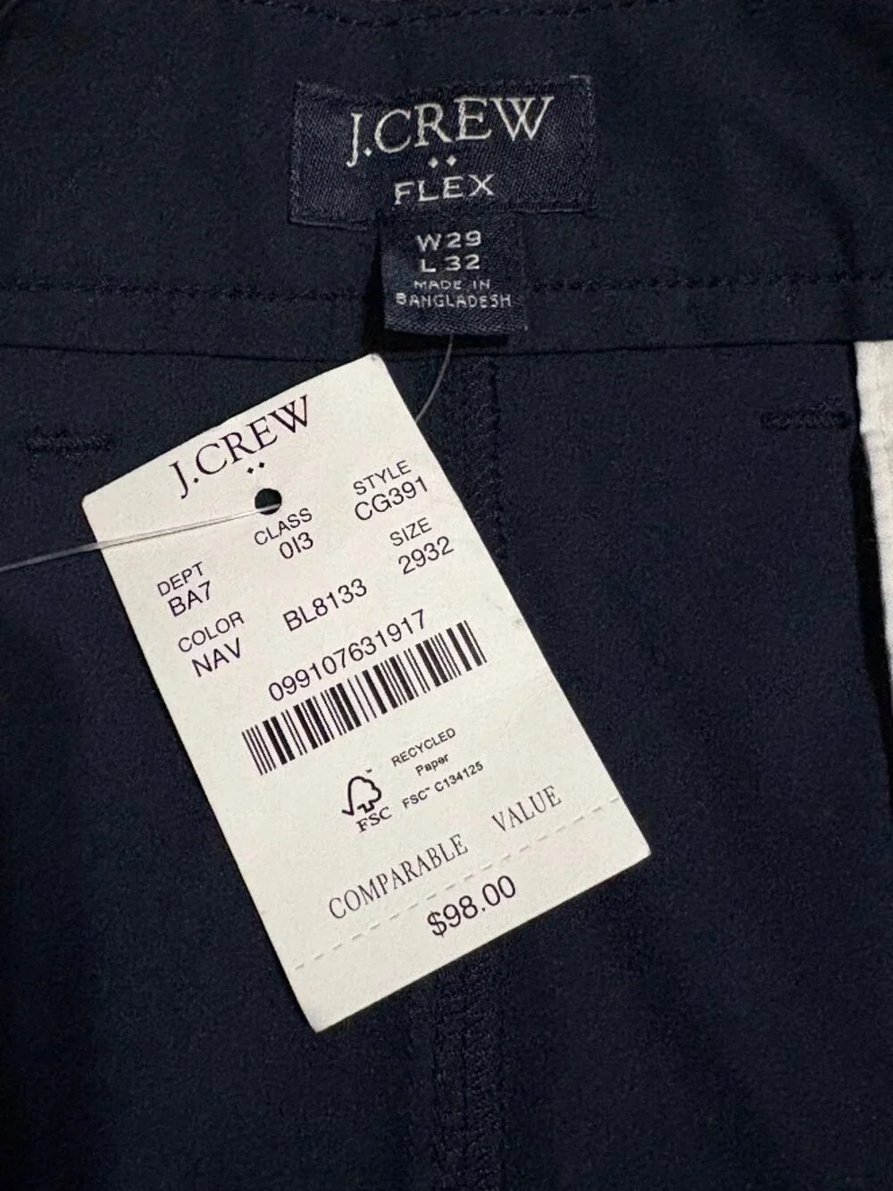 NWT J.CREW Flex Straight Chino Pants Men's 29x32